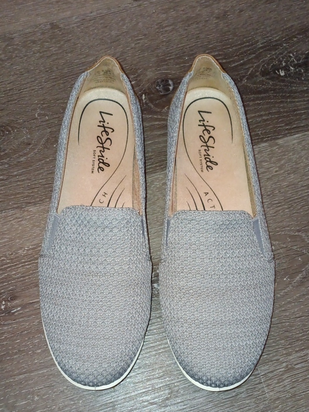 Life Stride Women's Knit Slip-On Loafers in Light Gray